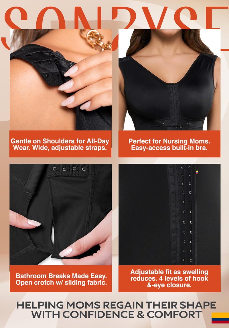 Sonryse PP-086 Fajas Colombianas Reductoras y Moldeadoras Postpartum Girdle Tummy Control Shapewear Black Small - Image 3